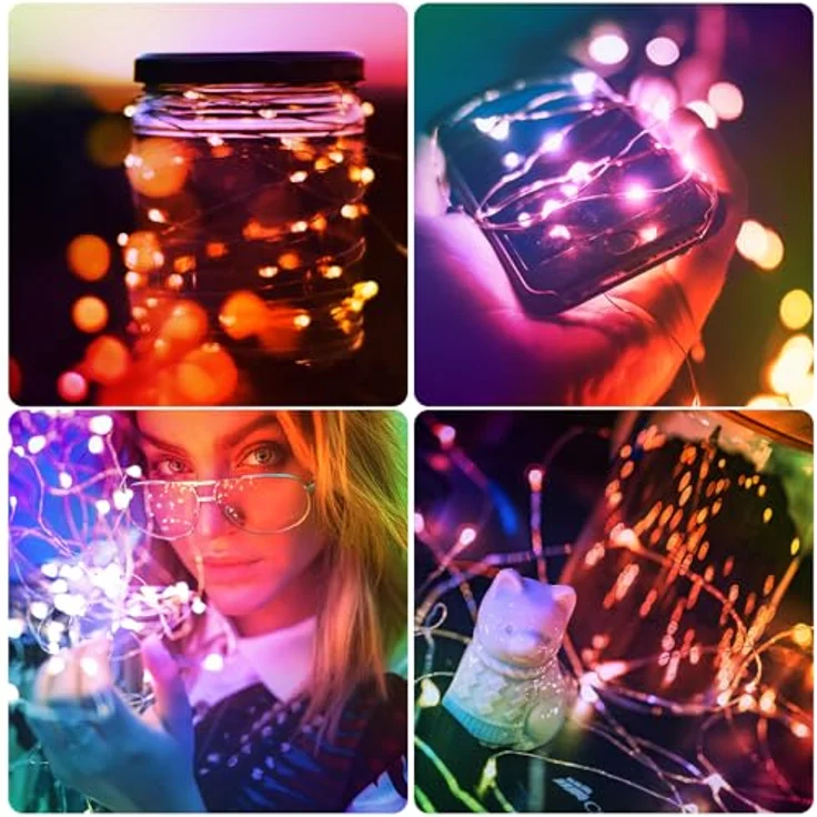 Jsdoin LED Mini Lichterkette mit Batterie, 12x20er Micro Lichterkette außen Batterie, 2M DIY kleine Lichterketten Wasserdicht für Party Hochzeit Weihnachten Beleuchtung Deko (Mehrfarbig) – Bild 6