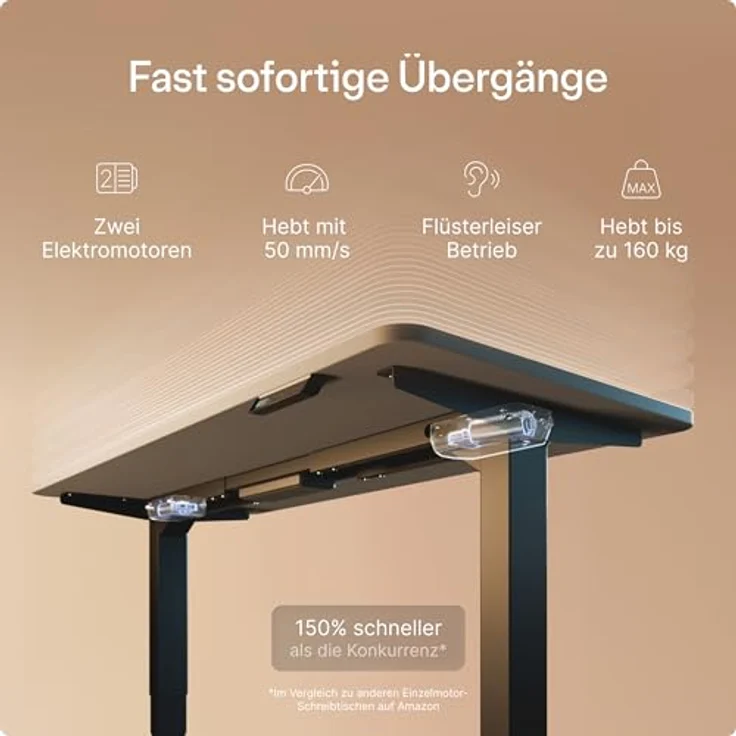 Höhenverstellbarer Schreibtisch - Höhenverstellbar Elektrisch mit Flüsterleisem Dual-Motor & Touchscreen - Hohe Tragfähigkeit - Stehtisch von Desktronic, Schwarz + Grau, 160x80 cm – Bild 4