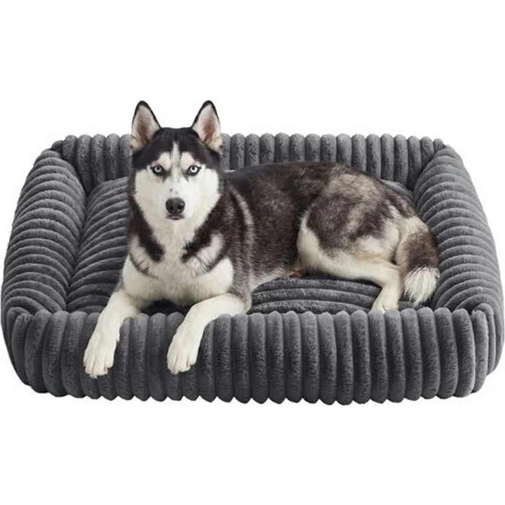 FEANDREA Hundebett, orthopädisches Hundekörbchen, Hundekissen waschbar, weiche Polsterung, 106 x 75 x 20 cm, grau – Bild 1
