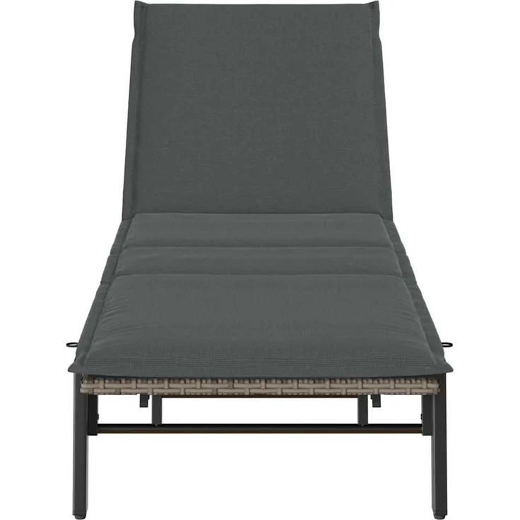 vidaXL Sonnenliege mit Auflage Grau Poly Rattan 4104081 – Bild 5