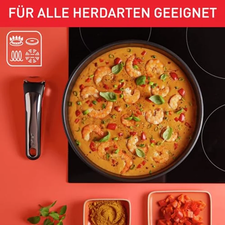 Tefal Ingenio Preference On 3-teiliges Pfannenset, stapelbar, Pfanne Induktion mit Antihaftversiegelung, Thermo-Signal bei idealer Brattemperatur, für alle Herdarten geeignet, Edelstahl, L97493 – Bild 8