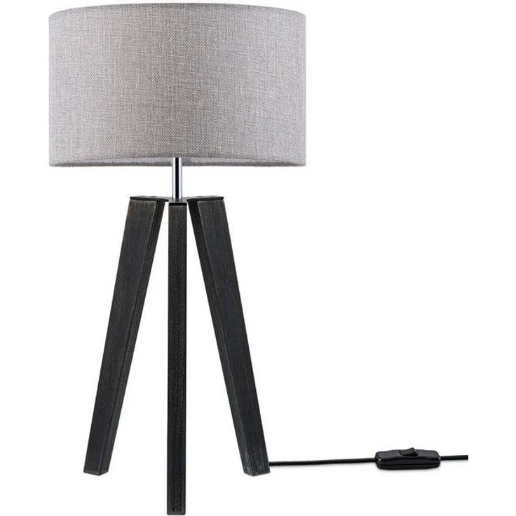 Paco Home Tischleuchte Canvas uni Color, ohne Leuchtmittel, Stehlampe Vintage Fuß LED Lampe Wohnzimmer Skandinavischer Stil E27 – Bild 4