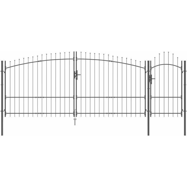 vidaXL Gartentor mit Schloss Woerden Grau 175x500 cm Stahl 42008920 – Bild 2