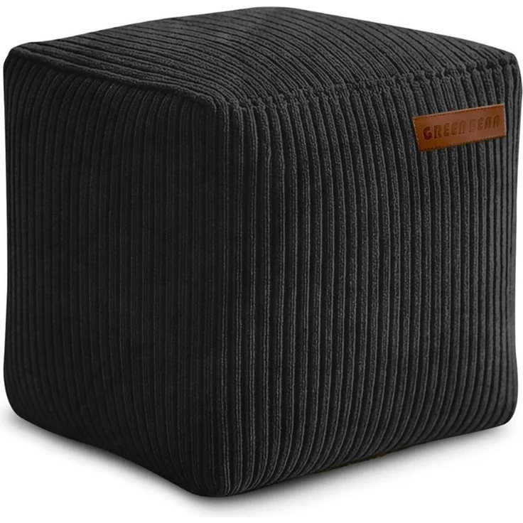 Green Bean Indoor Cord Sitzhocker Pouf Cube 40 x 40 x 40 cm mit EPS-Perlen Füllung - kuschelig weich waschbar - die ideale Ergänzung zum Sitzsack für Kinder & Erwachsene - Schwarz – Bild 5