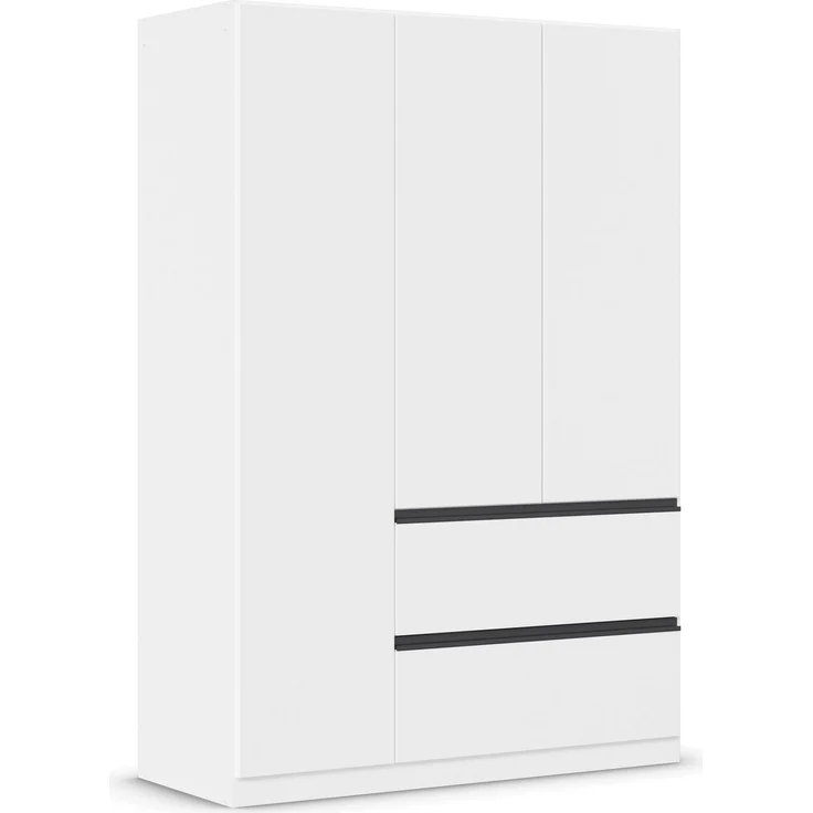 rauch Kleiderschrank, Drehtürenschrank COSTA, 3-türig, 2 Schubkästen, push-to-open, Alpinweiß, 136 x 197 x 54 cm – Bild 3