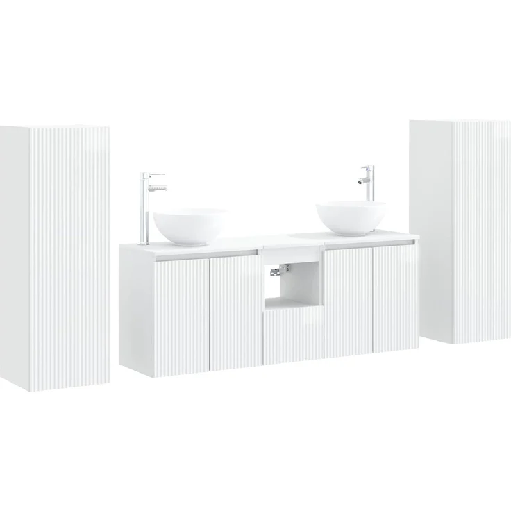 vidaXL Badezimmerschrank-Set 5 stk. Hochglanz Weiß 129 x 35 x 80 cm 3405987 – Bild 2