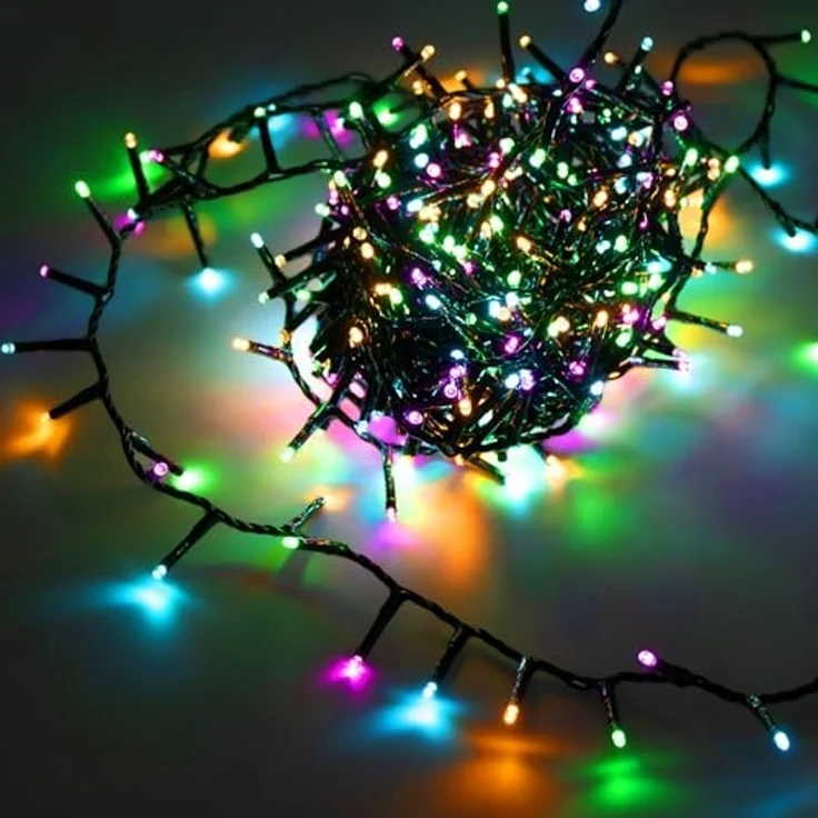 Spetebo LED-Lichterkette Lichterkette mit Timer und 8 Leuchtfunktionen - soft bunt, 120-flammig, mit 8 Leuchtfunktionen und Timer – Bild 1