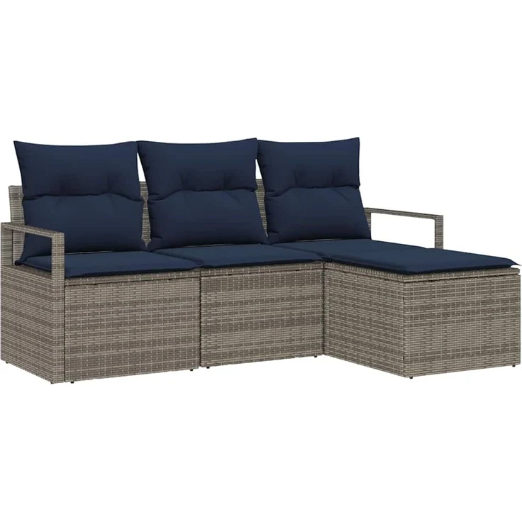 vidaXL Sofa Set 4 stk. Grau Poly-Rattan 3346335 – Bild 2