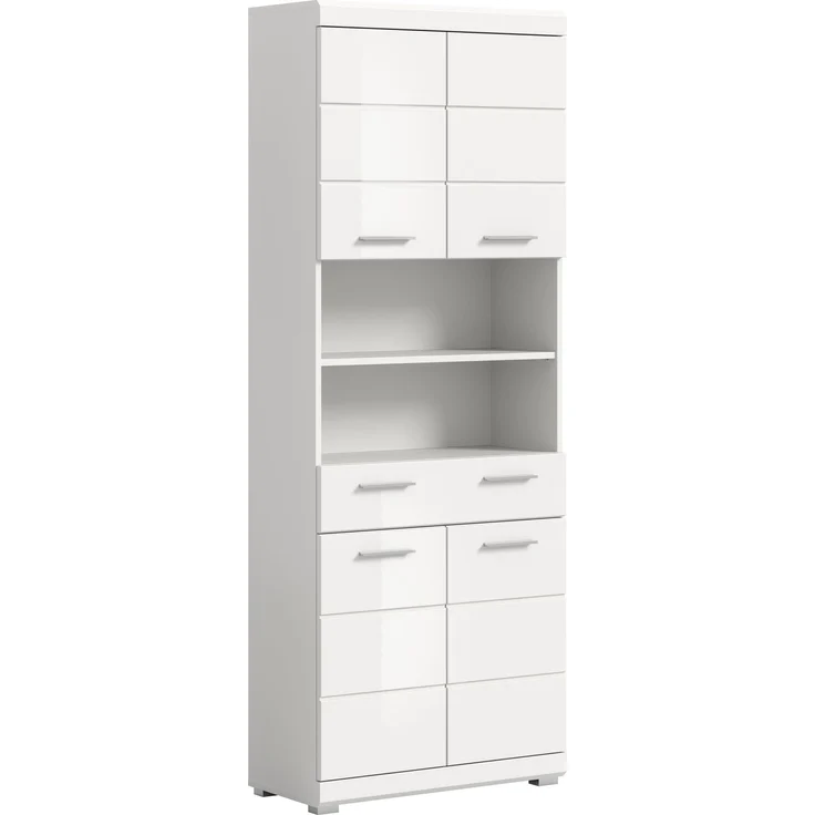 Xonox Scout Hochschrank (B/H/T: 74x191x31 cm) in weiß Nachbildung und weiß Hochglanz tiefzieh