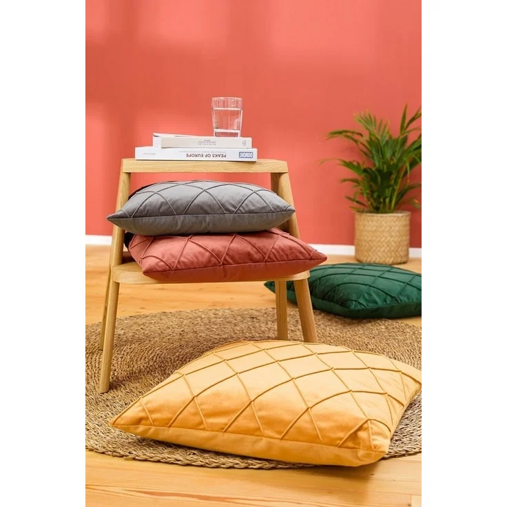 MAGMA Kissenhüllen NOBLESS samtig weich kuschelig einfarbig Rautenmuster - ca. 50 x 50 cm - 2er Set grau – Bild 3