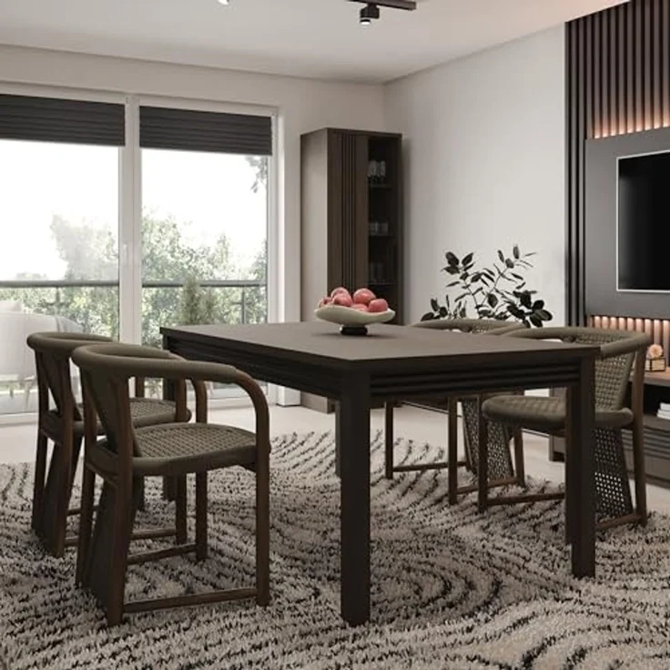 Forte EUFEMIUS Esstisch 160, moderner Esstisch ausziehbar, Holzwerkstoff, Dunkelbraun|Schwarz Eiche Holzdekor, 160,4 cm (207 cm) breit x 76,6 cm hoch x 90 cm tief – Bild 1