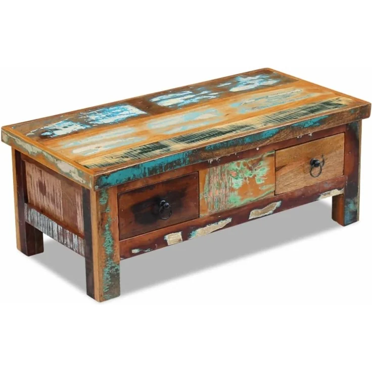 vidaXL Couchtisch mit Schubladen Altholz Massiv 90x45x35 cm 243321 – Bild 6