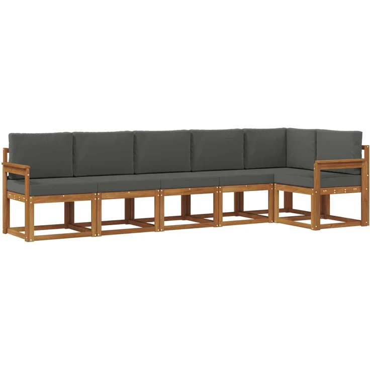 vidaXL Outdoor-Sofagarnitur mit Kissen 6 pcs Natur und Anthrazit 3366455 – Bild 2