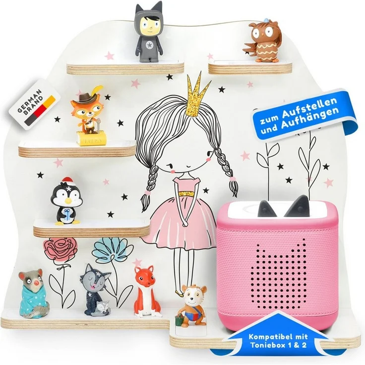 stadtecken Kinderregal mit schmalen Boden, geeignet für Toniebox 2 und ca. 30 Tonies, Packung, Perfekte Aufbewahrung im Kinderzimmer – Bild 5