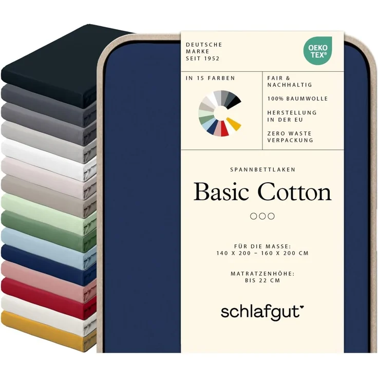 Schlafgut Mako Jersey Spannbetttuch Spannbettlaken 140x200 160x200 – Bild 1