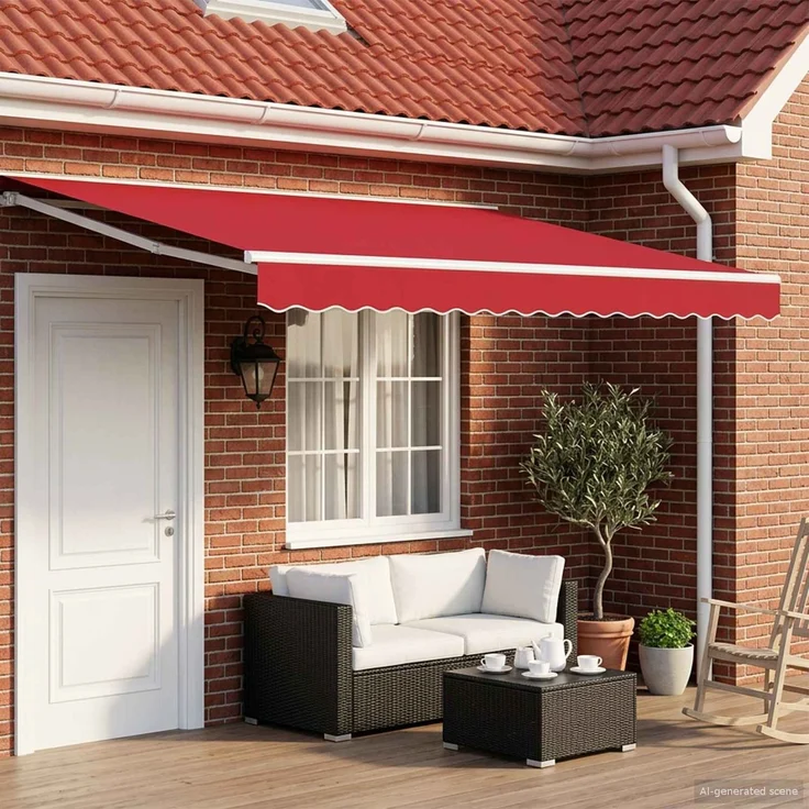 vidaXL Manuell einziehbare Markise Rot 4 x 3 m 3420265 – Bild 1