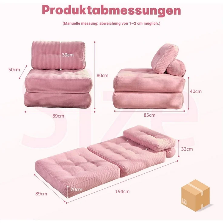 LITBIRD Schlafsofa faltbar, 4-in-1 Multifunktionssofa, Sitzsack-Sofa, Relaxsessel, 1 Teile, Spielsofa & Gästebett für kleine Räume – Bild 2