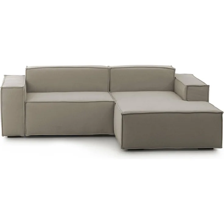 Dmora Sofa mit Halbinsel Amuleto, modulares 2-Sitzer-Sofa mit rechter Halbinsel, Stoffsofa, 100 % Made in Italy, 220 x 170 x 70 cm, Taupe