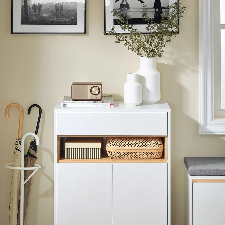 SoBuy FSB97-WN Schuhschrank, MDF, Lackiert, Weiß, 60 x 85 x 34 cm – Bild 10