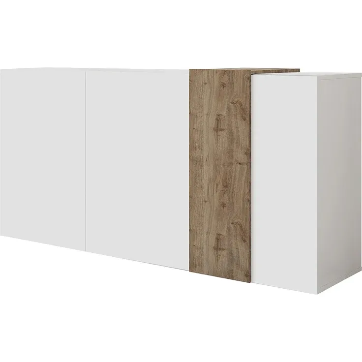 Vente-unique - CAYNO Sideboard Holz, Platte BeigeWeiß - B 38 cm x H 84,3 cm x L 180,5 cm – Bild 6