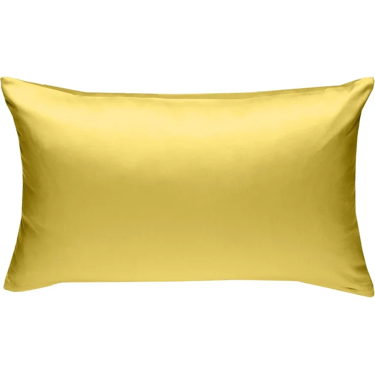 Bettwaesche-mit-Stil Mako-Satin / Baumwollsatin Bettwäsche uni / einfarbig gelb Kissenbezug 40x60 cm
