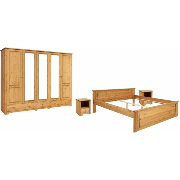 Home affaire Schlafzimmer-Set Hugo, (Set, 4-tlg), Bett 180x200 cm, 5-trg Kleiderschrank und 2 Nachttische – Bild 4