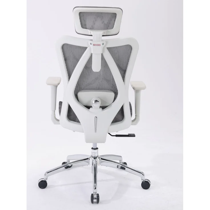 Sihoo Ergonomischer Stuhl M57, 126 x 75 cm, weißer Rahmen + hellgraues Netzgewebe – Bild 1