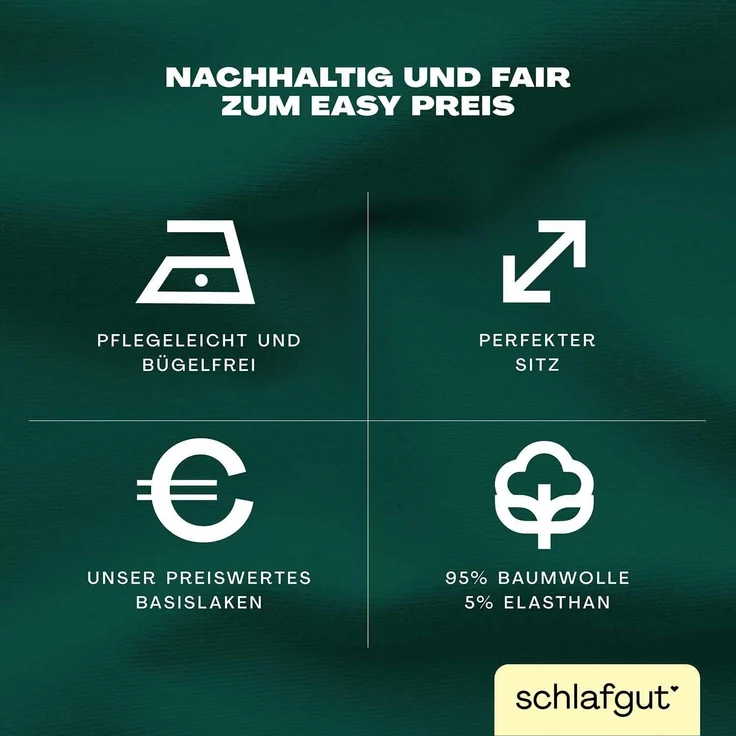 Schlafgut 'Easy' Spannbettlaken, MADE IN GREEN by OEKO-TEX®, Gummizug: rundum, Jersey Elasthan, Green Deep, S 90x190cm - 100x220cm – Bild 2