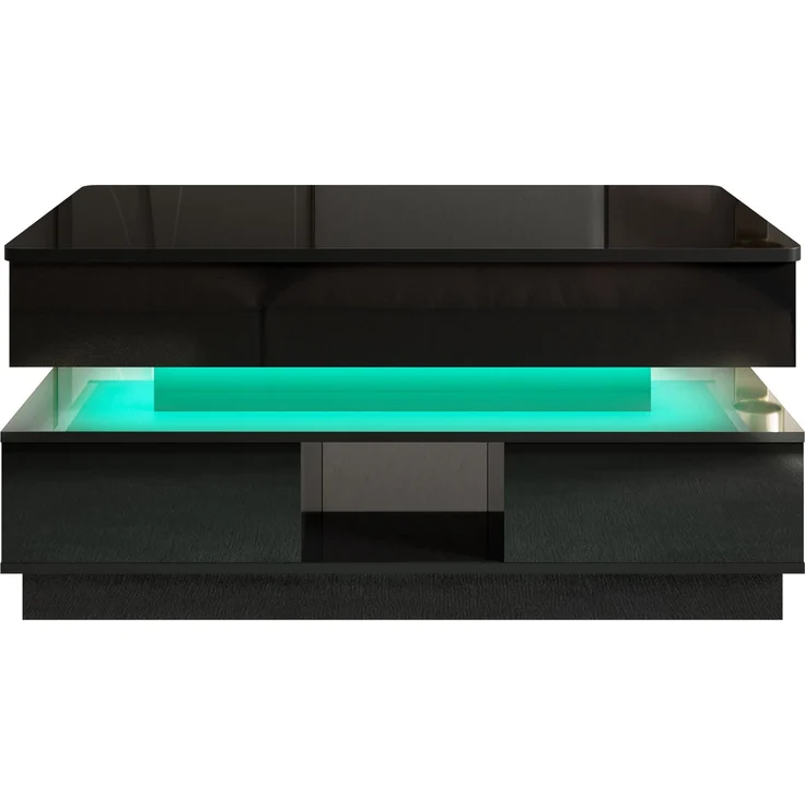 Couchtisch 90 x 48 x 42,5 cm in Schwarz, höhenverstellbar, mit Steckdose, LED und Stauraum – Bild 8