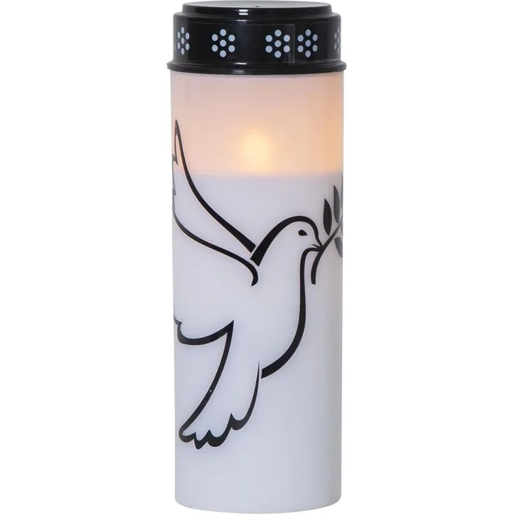 LED Grabkerze -Dove', Tauben-Motiv, Timer, warmweiß, flackernd, H 20,5cm