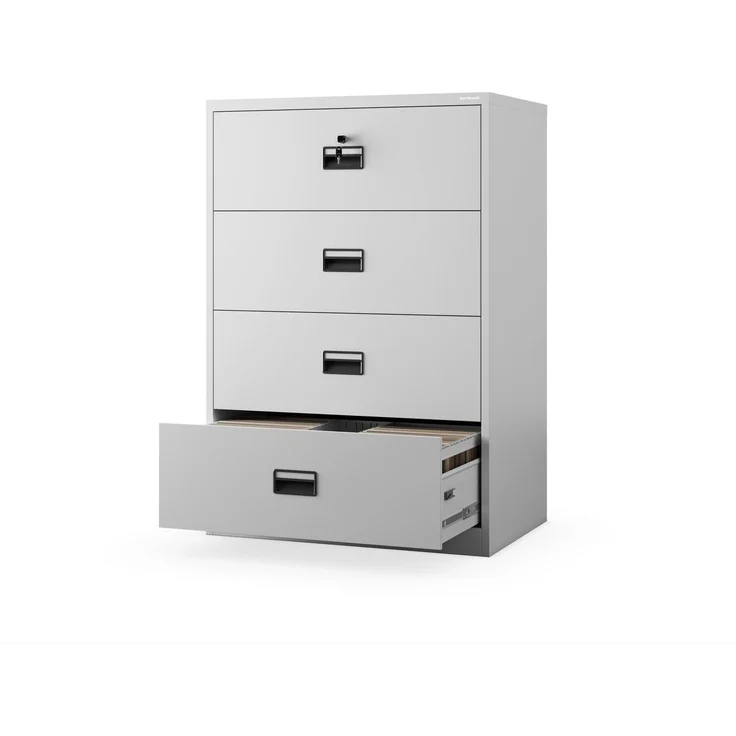 Jan Nowak Aktenschrank Metall abschließbar 132x90x60 cm mit 4 Schubladen | Vollauszug, Zentralverschluss, Kippschutz, Büro, Archiv, Homeoffice