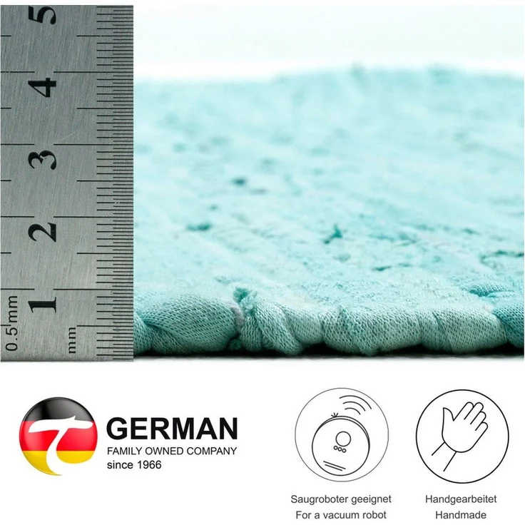 THEKO Teppich Happy Cotton Fleckerl, handgewebt, rechteckig, Höhe: 5 mm, Flachgewebe, reine Baumwolle, meliert, mit Fransen, auch als Läufer – Bild 3