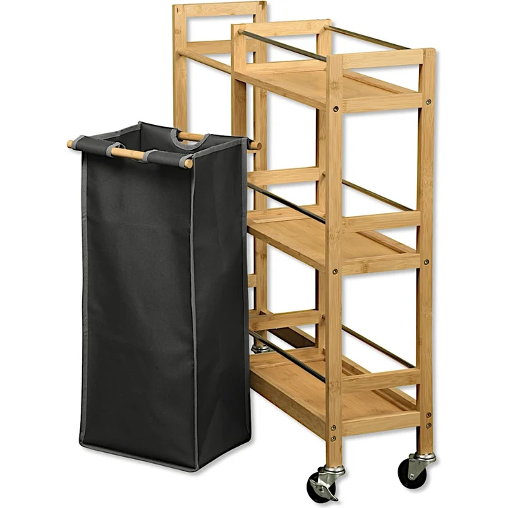 KESPER 24857-13 Nischenwagen mit Flaschensammler aus FSC-zertifiziertem Bambus / Rollregal – Bild 3