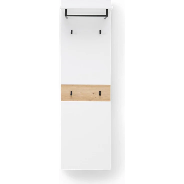 XORA 'MEMPHIS' Wandgarderobe lang, Holznachbildung weiß, 50 x 170 x 30 cm, mit Kleiderstange und 4 Haken – Bild 1