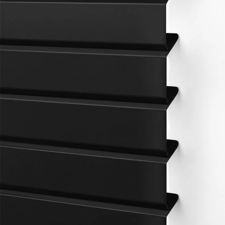 Victoria M. Jalousie LightLess Prime Aluminium-Jalousie 50x130 cm Schwarz matt, mit Bohren, ohne Bohren, geklemmt oder verschaubt, L Profil 25 mm Lamellen, feuchtigkeitsbeständig, verdunkelnd – Bild 3