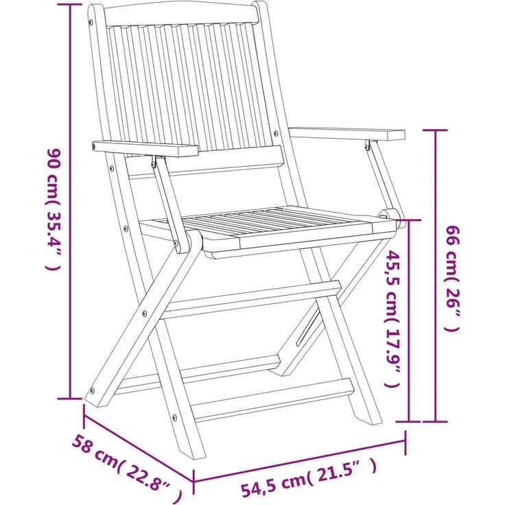 vidaXL Gartenstühle 6 Stk. Klappbar 54x61x88 cm Massivholz Akazie 3214230 – Bild 6