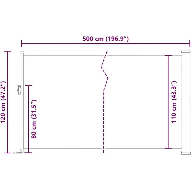 vidaXL Ausziehbare Seitenmarkise 117×514 cm Braun 48393 – Bild 11