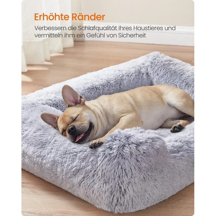 Feandrea Hundebett, Bezug abnehmbar und maschinenwaschbar, rutschfest, Plüsch ombré-grau, 71 x 18 x 55 cm – Bild 2