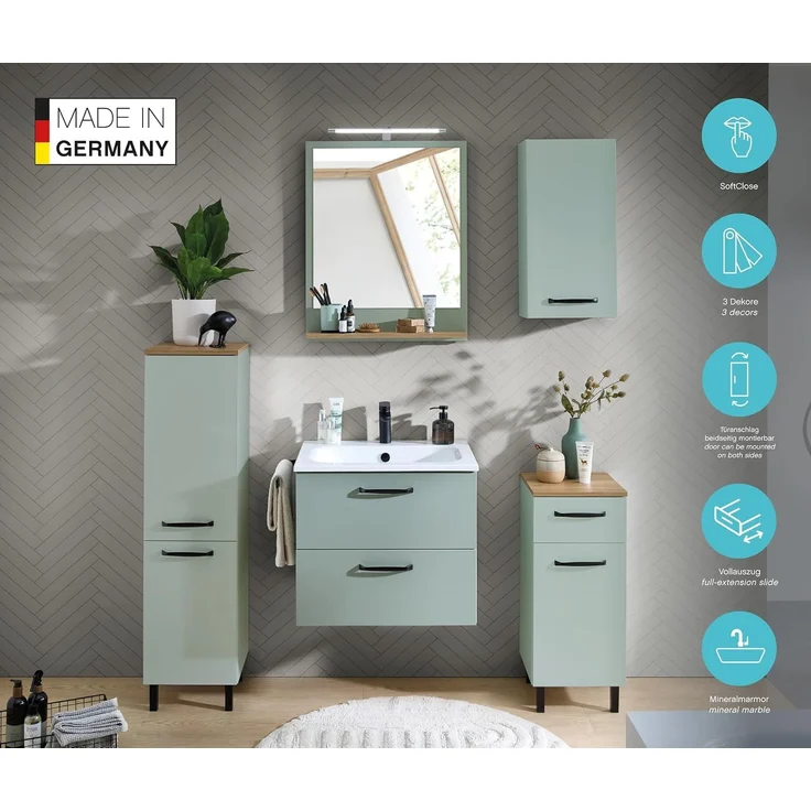 Pelipal Hängeschrank QUICKSET 500 - Badezimmer Hängeschrank in Schilfgrün – Bild 5