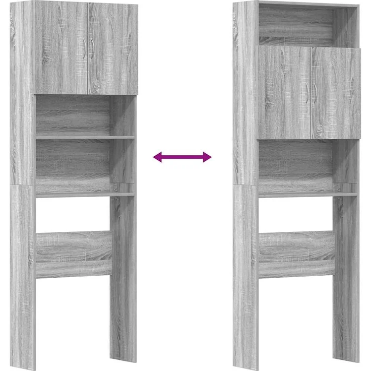 vidaXL Waschmaschinenschrank Grau Sonoma 64x24x190 cm Holzwerkstoff 859132 – Bild 8