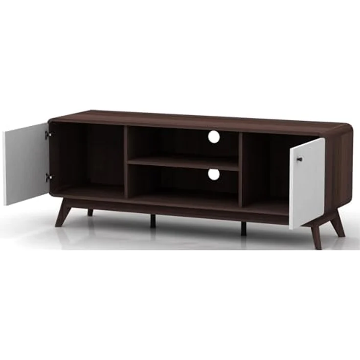 DHP Furniture Cassie TV-Möbel mit 2 Türen in Walnussoptik-Optik Weiß, Spanplatte (BxTxH) 140x39x53 cm – Bild 3