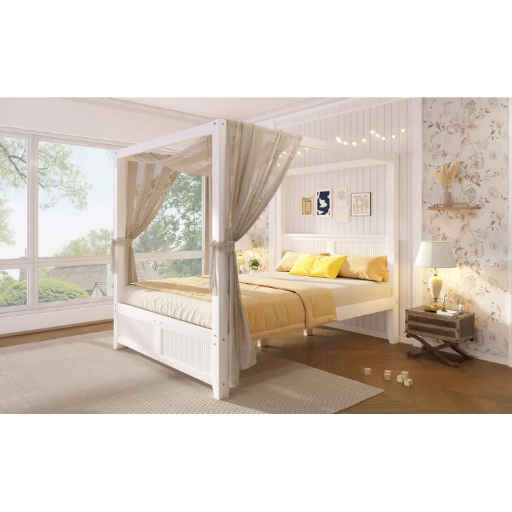 U-life Himmelbett 140x200 cm, für Jugendliche, 1. Stilvolles, 2. Modernes mit, 3. Robuste Holzkonstruktion, 5. Individuell dekorierbarer Schlafplatz, MDF, Weiß – Bild 5