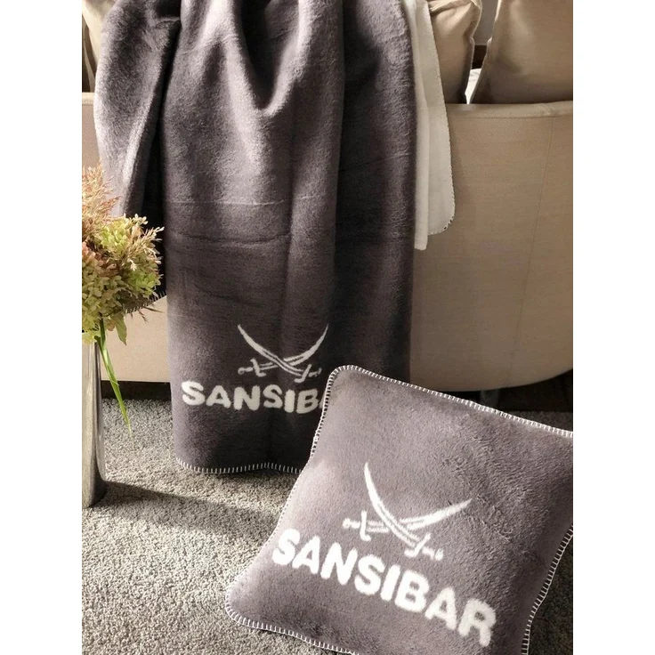 Sansibar 'Doubleface' Wohndecke, Baumwollmischgewebe anthrazit, 150 x 200 – Bild 2