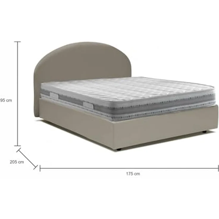 Talamo Italia - Consolata Doppelbett, Bettkasten mit Kunstlederbezug, 100 % Made in Italy, Öffnung vorne, inklusive Matratze 160x190 cm, Taupe – Bild 2