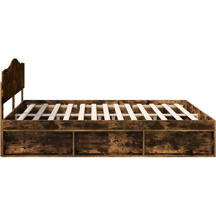 vidaXL Bettrahmen Geräucherte Eiche 180 x 200 cm Massives Kiefernholz 3412866 – Bild 7