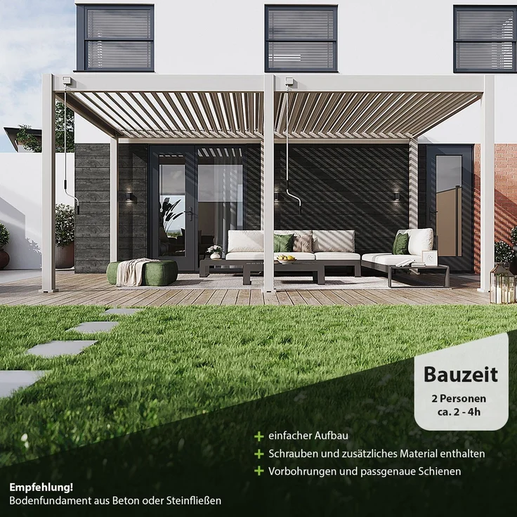 Weide 'Classic' Pergola, freistehend, Aluminium / Stahl beige, 300 x 530 x 255 cm – Bild 5