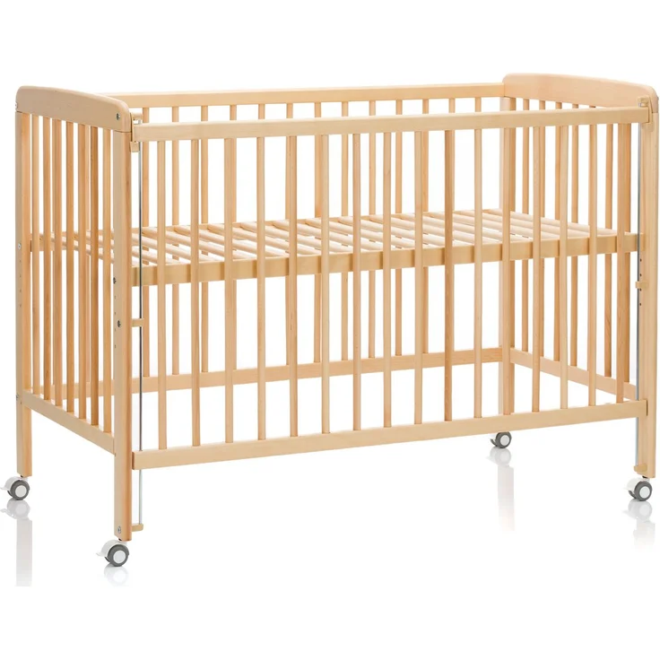 Fillikid Beistellgitterbett Nena, massivem Buchenholz, 4 feststellbare Rollen, 60 x 120 cm, Natur