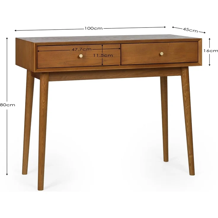 Julian Bowen Lowry Schreibtisch mit 2 Schubladen, Holz, Kirschesche, 80 x 100 x 45 cm – Bild 2