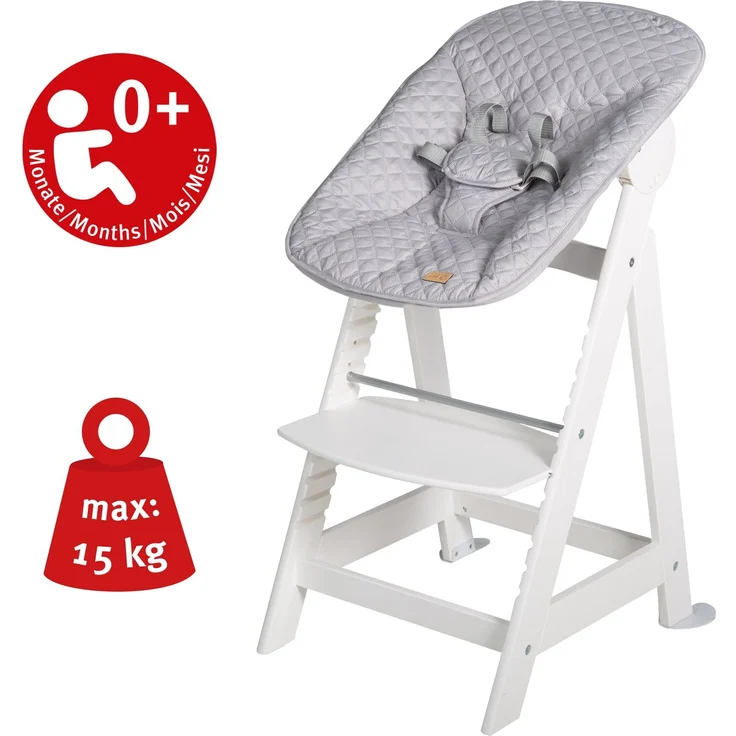 roba Treppenhochstuhl 'Born Up' - Set 2 in 1 - 'roba Style' grau - mit Liegefunktion - ab Geburt – Bild 6