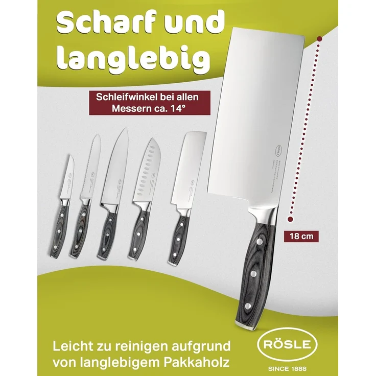 RÖSLE Kochmesser WOLFGREY Chinesisches Kochmesser 18cm – Bild 6